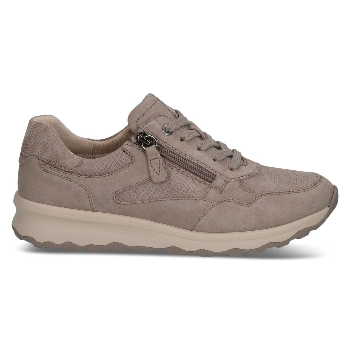 Basket en cuir marron taupe métallique combiné, CAPRICE