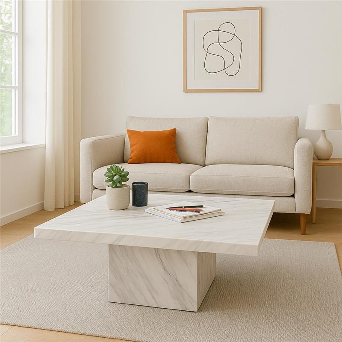 Table basse carrée en marbre, ARTISTICO blanc, KARE DESIGN