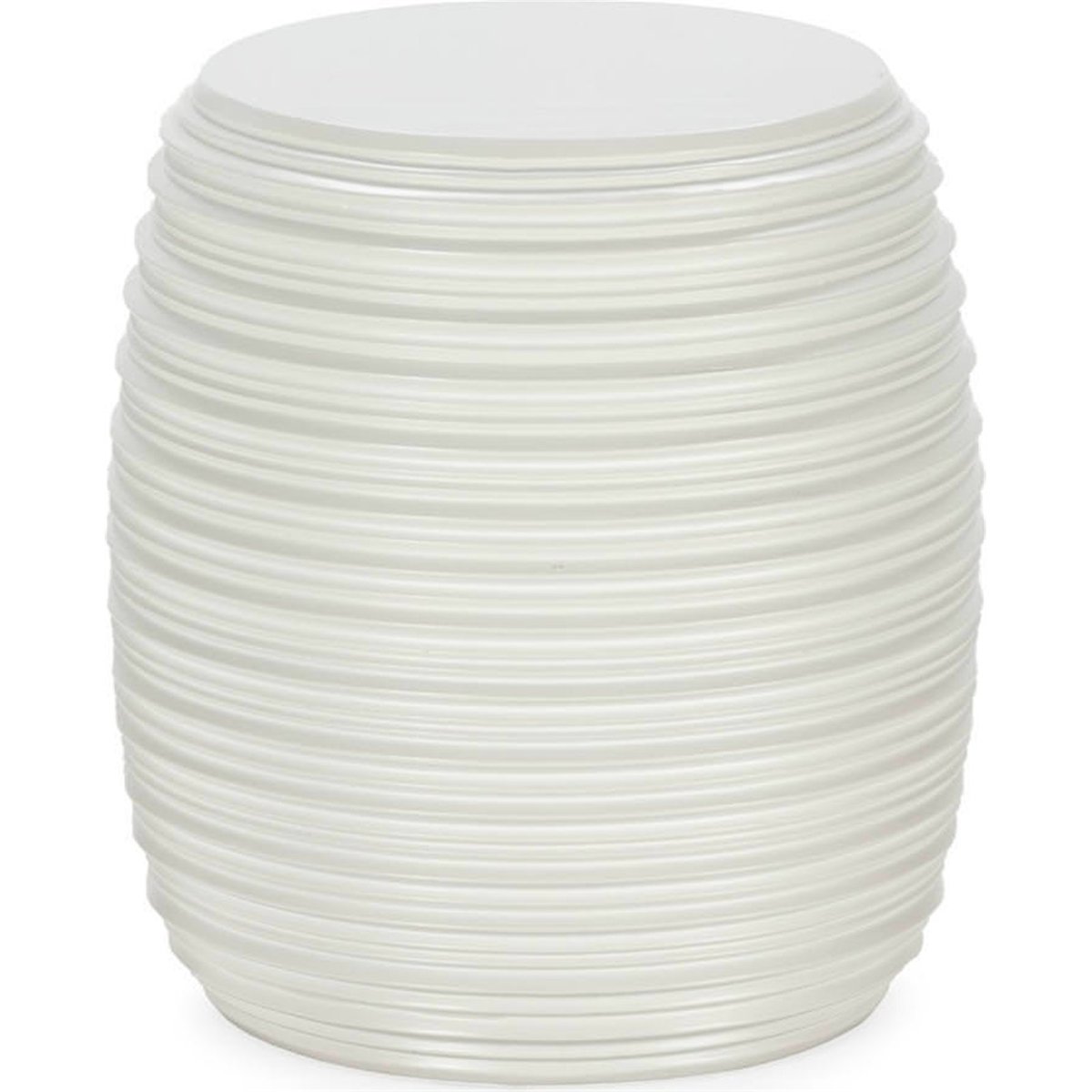 Tabouret en fibre de pierre à relief strié blanc mat, RECOLLECTION