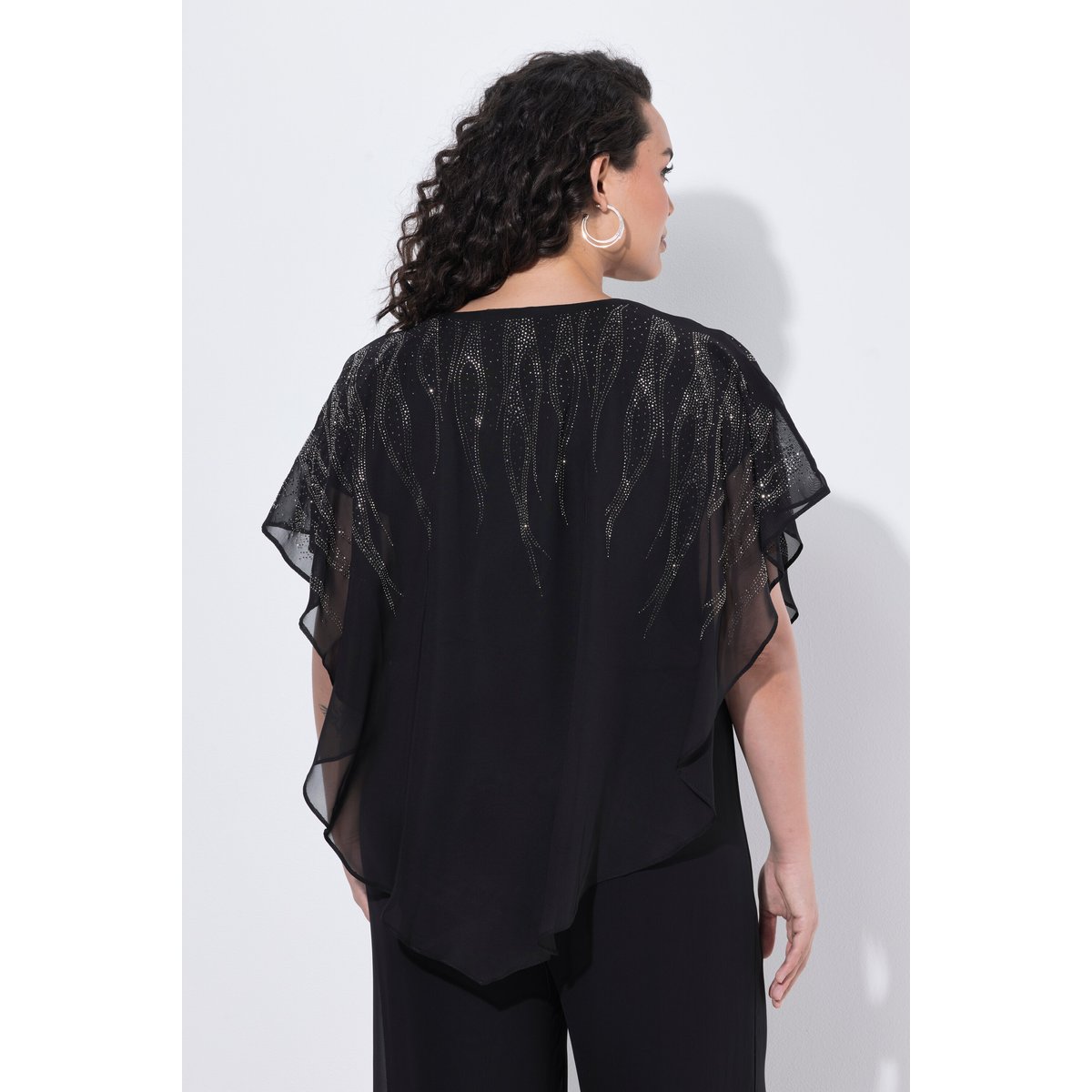 Blouse en mousseline doublée noir, ULLA POPKEN
