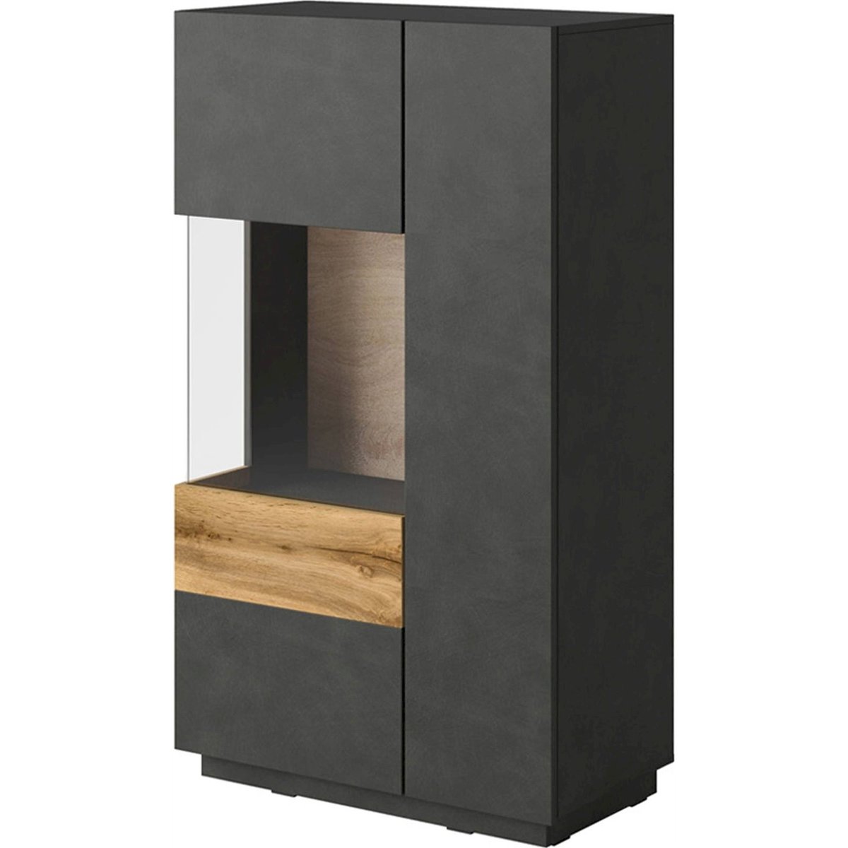 Commode haute vitrée collection GALAKA noir, RECOLLECTION
