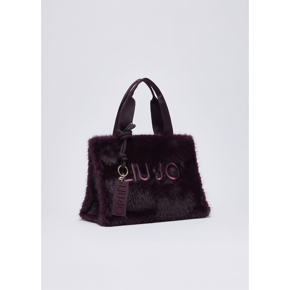 Petit sac fourre-tout en teddy aubergine, LIU JO
