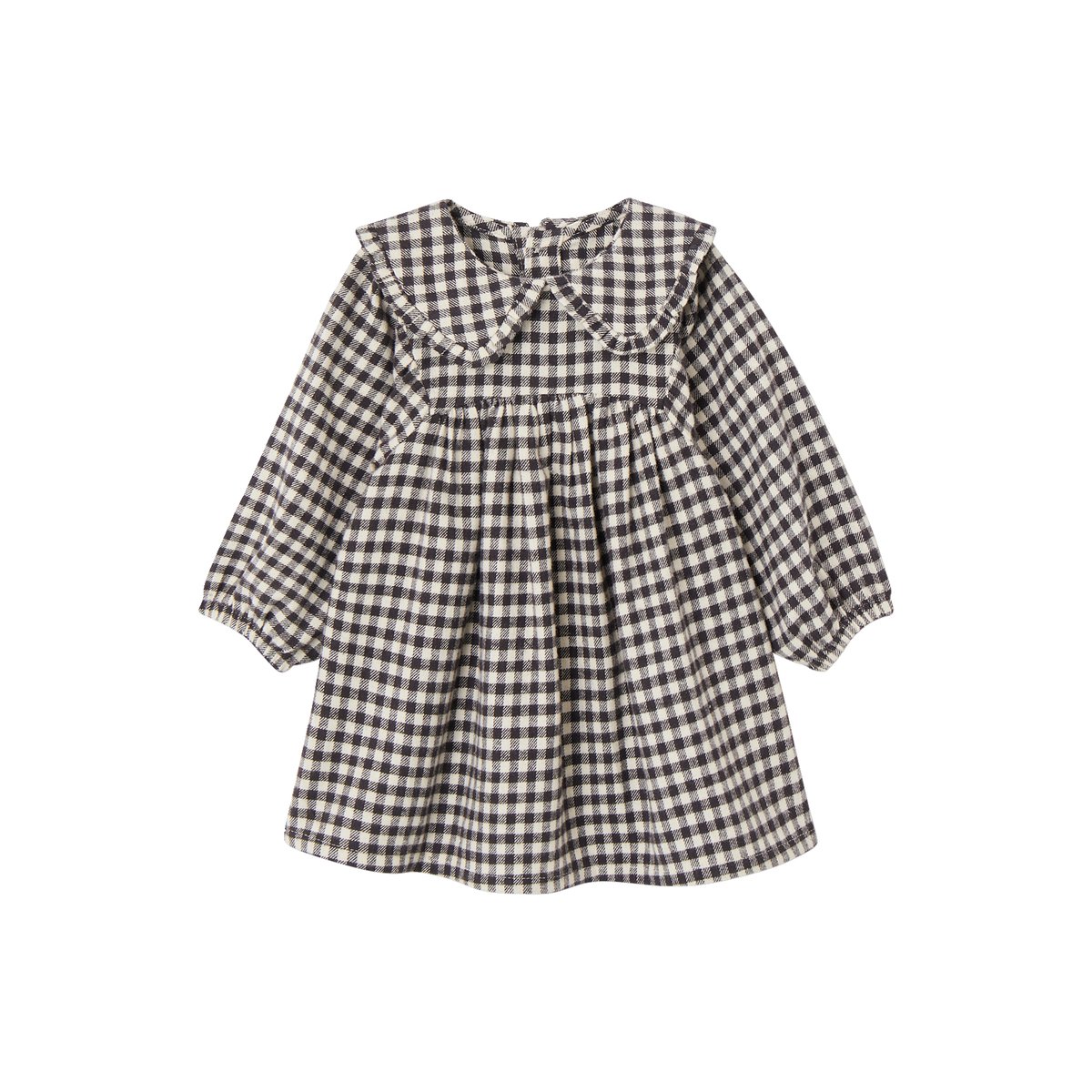 Ensemble 3 pièces bébé robe vichy + gilet + bandeau ATELIER carreaux noir, VERTBAUDET