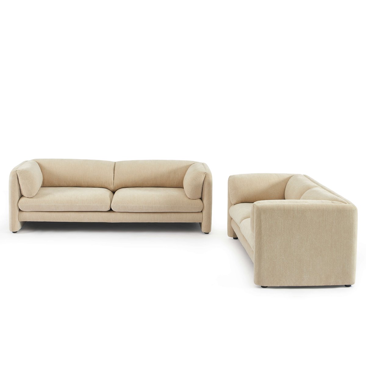 Ensemble canapés 3+2 places en velours texturé NIKKI beige, SORELH