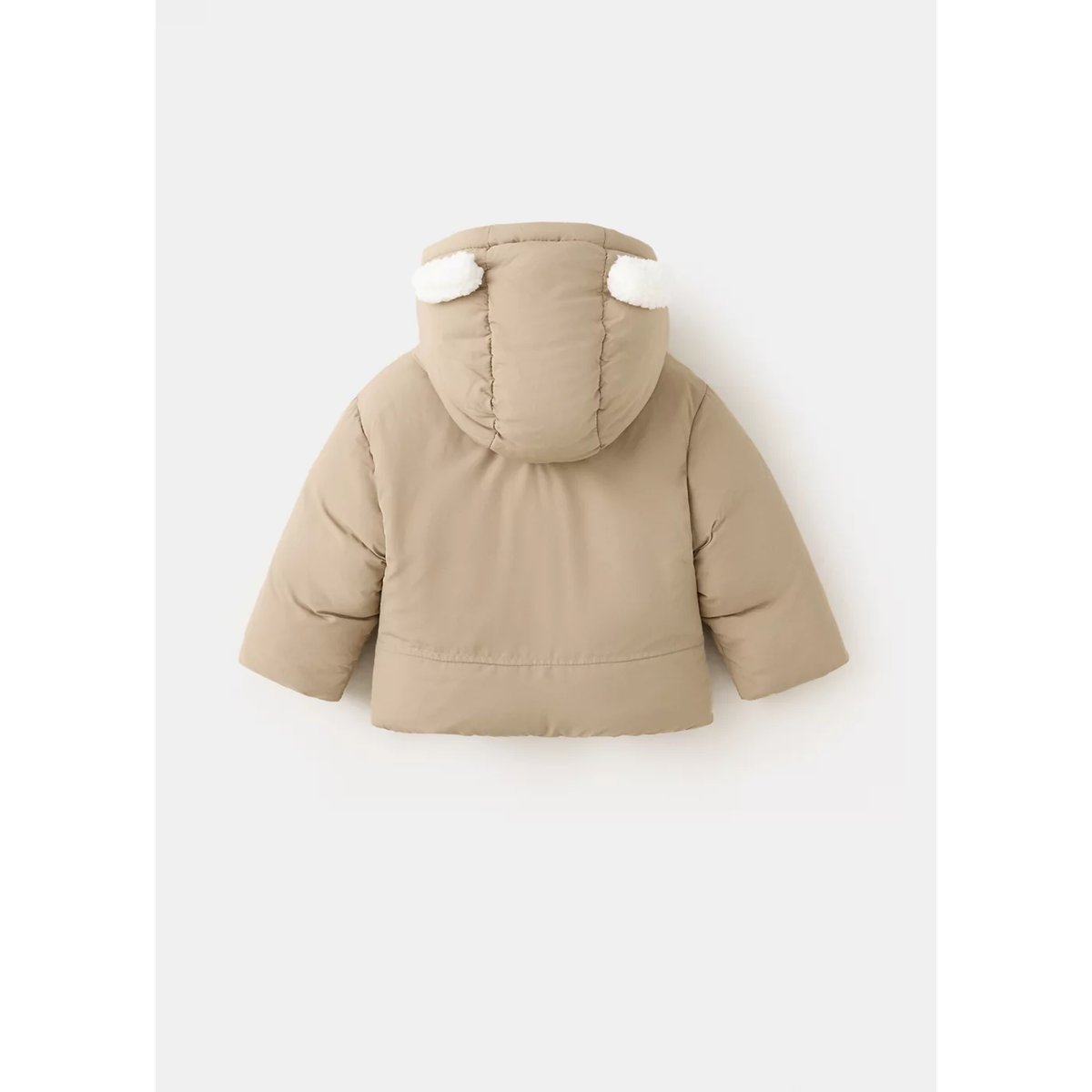 Anorak matelassé imitation fourrure marron moyen, MANGO BABY