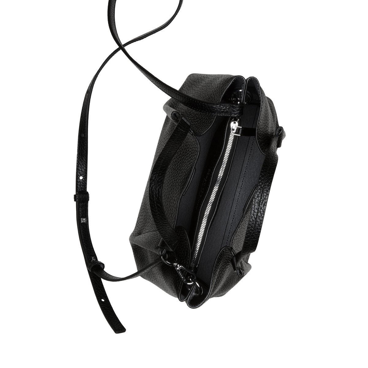Sac à bandoulière en cuir de vache finement grainé noir, MARC O'POLO