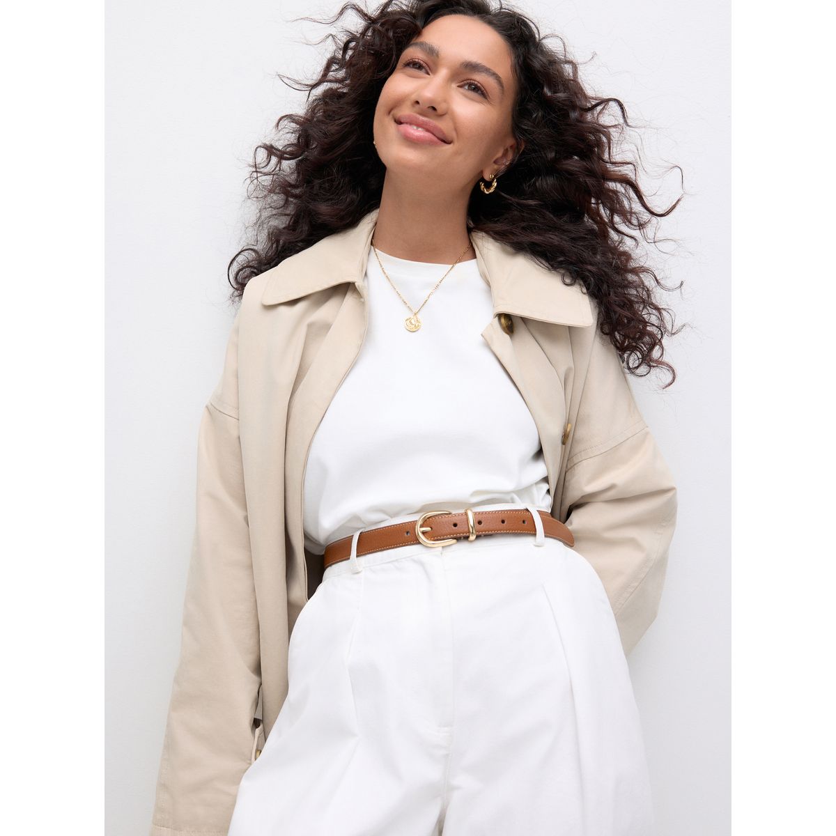 Ceinture en cuir moyenne italie n. premium marron fauve, NEXT