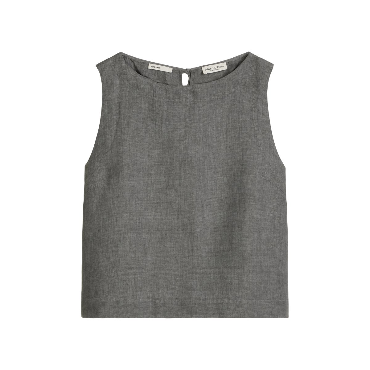 Blouse en lin sans manches regular avec des liens à nouer dans le dos gris, MARC O'POLO