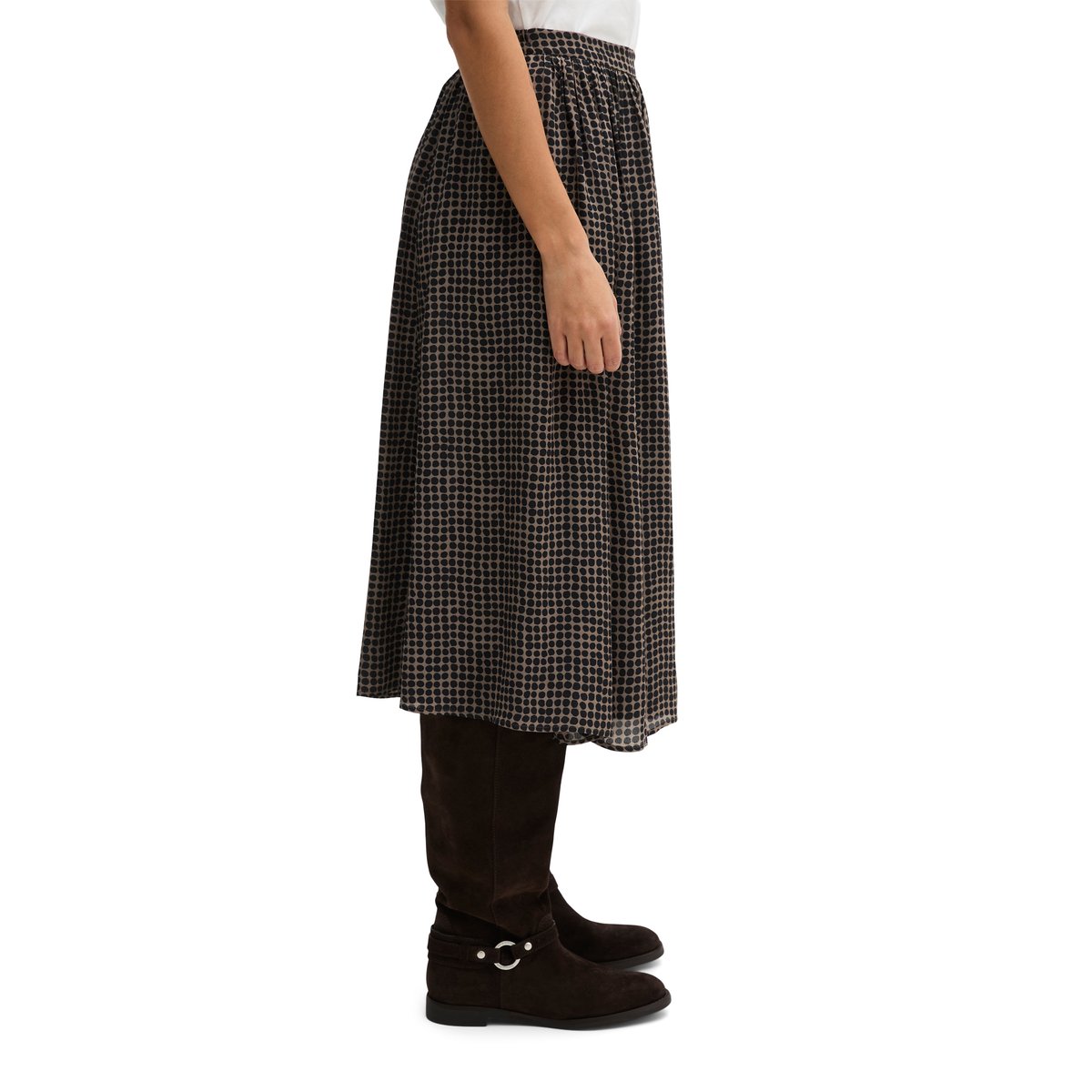 Jupe en A en viscose fluide marron, MARC O'POLO