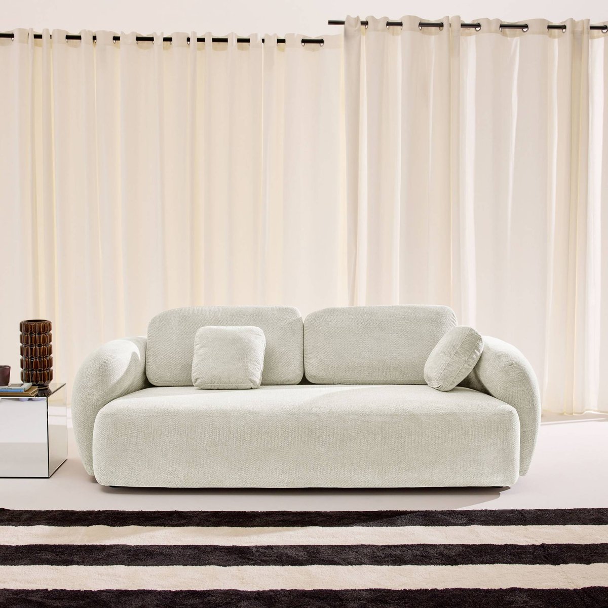 Canapé 3 places tissu chenille CLOUD blanc, SWEEEK
