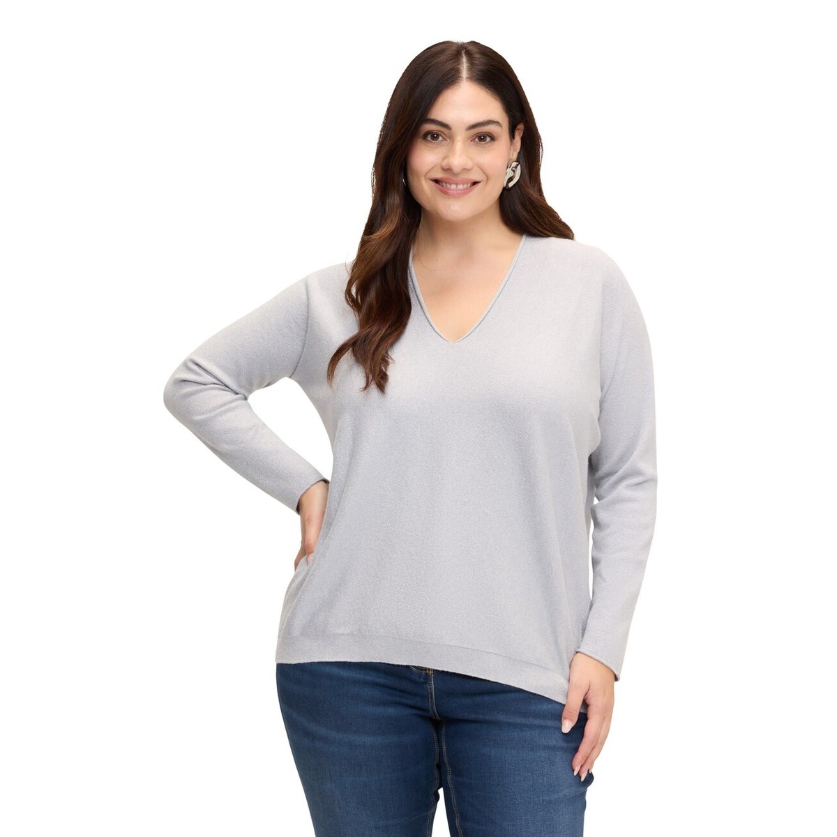 Pull col V gris, FIORELLA RUBINO