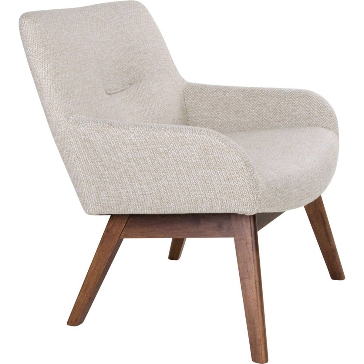 Fauteuil chenille et bois collection ODDMUND beige clair et brun naturel, RECOLLECTION
