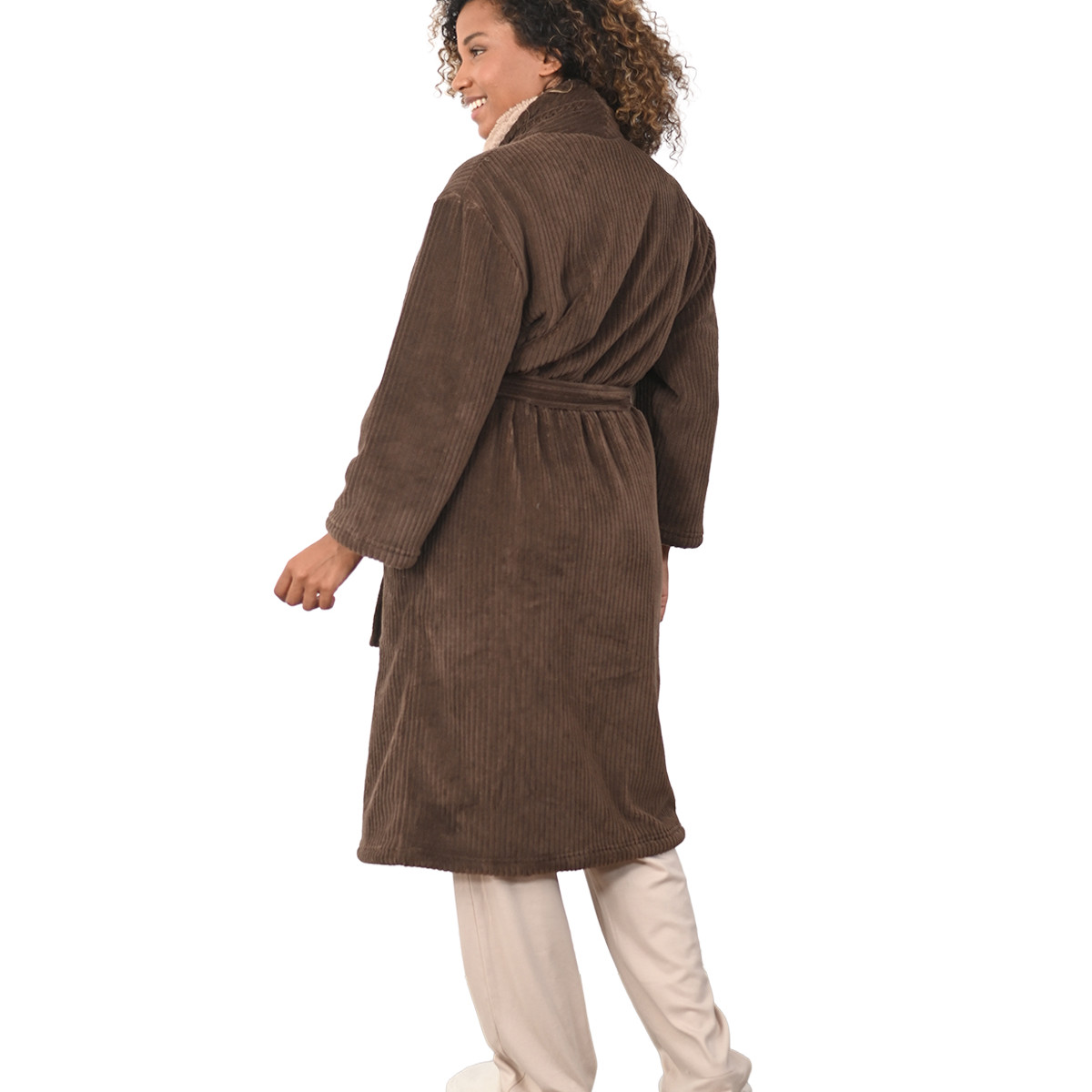 Peignoir polaire mixte côtelé ultra chaud NOTTING HILL denim, SENSEI MAISON
