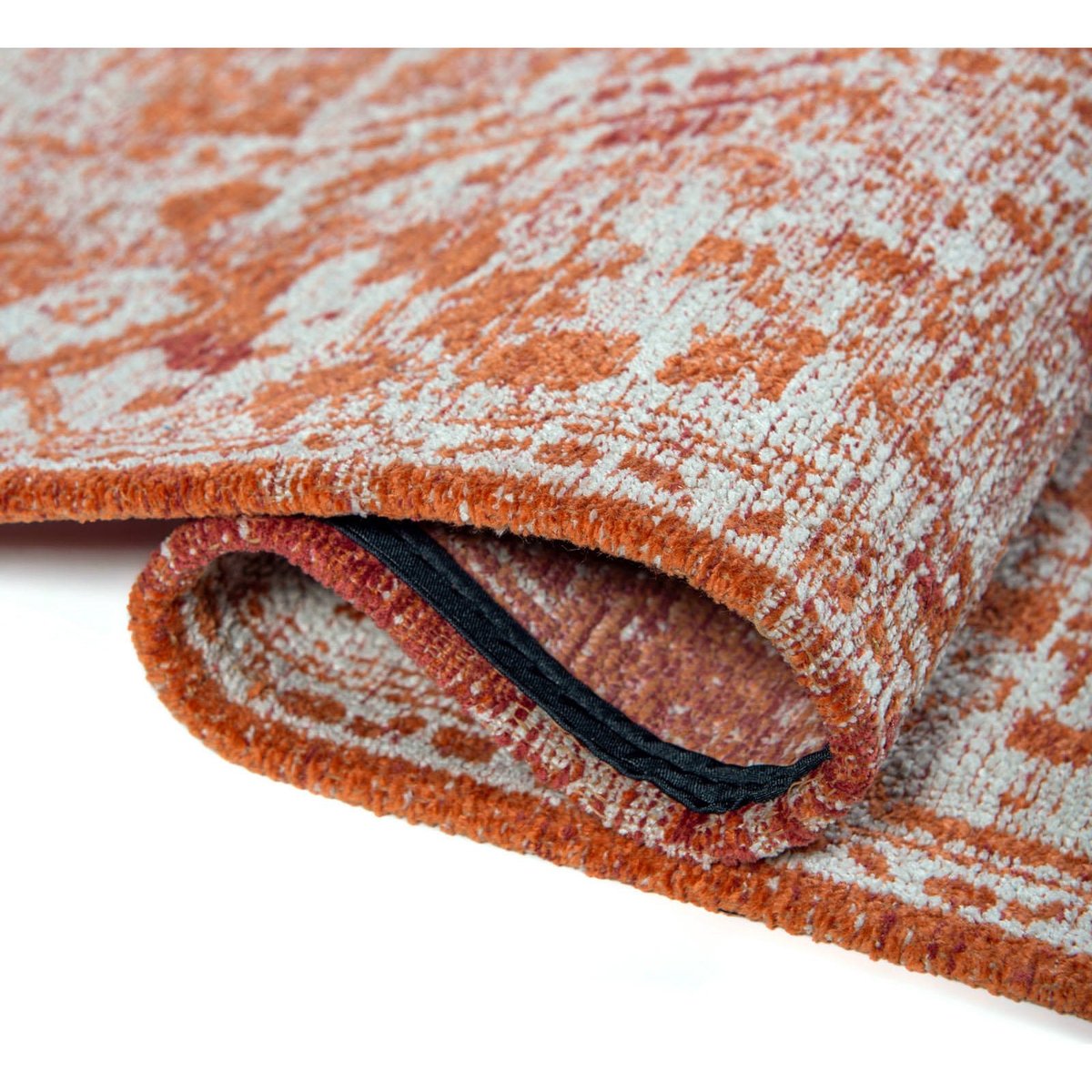 Tapis intérieur extérieur jacquard, HERIS rouge brique patiné beige clair, RECOLLECTION