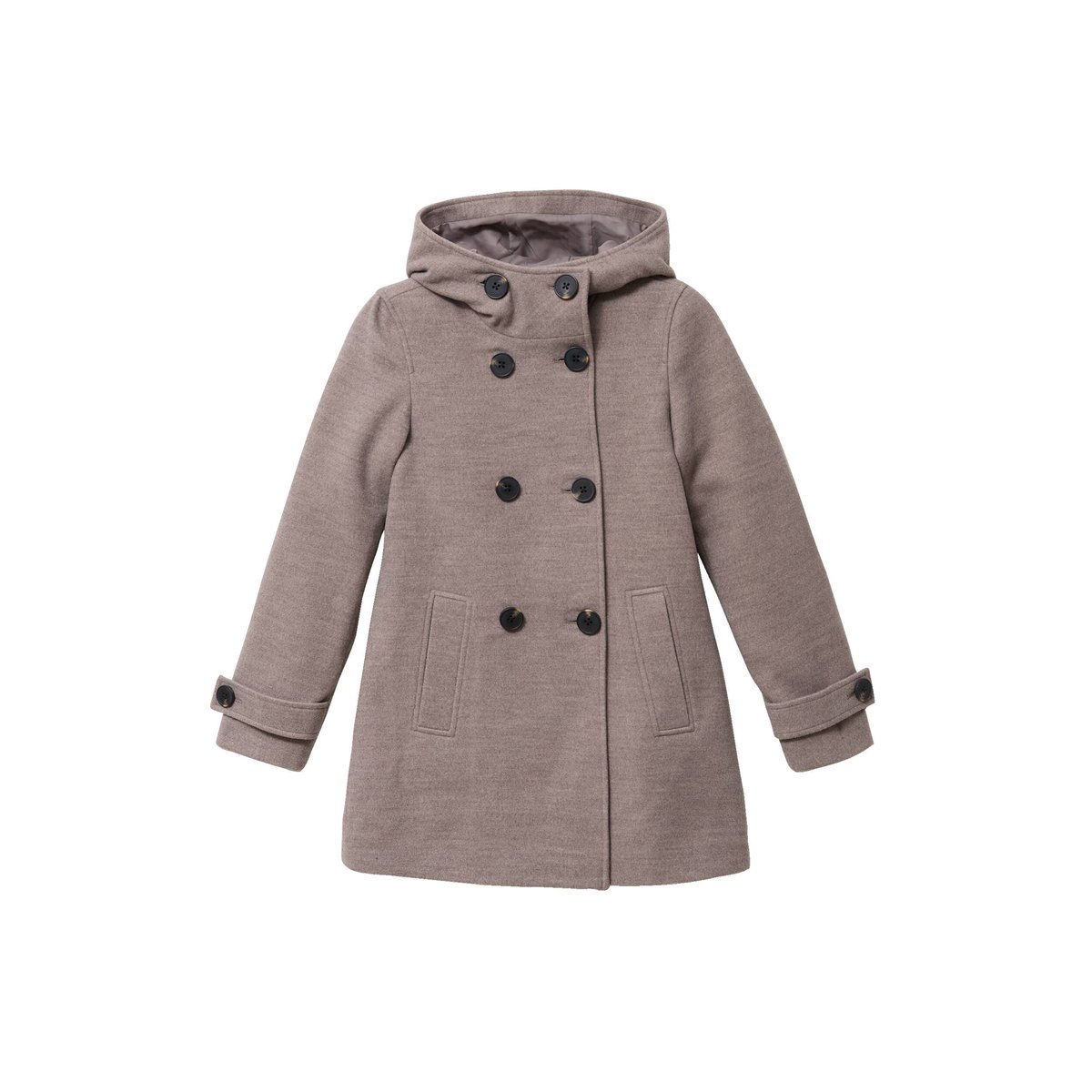 Manteau ajusté 3/4 à capuche taupe, CACHE CACHE