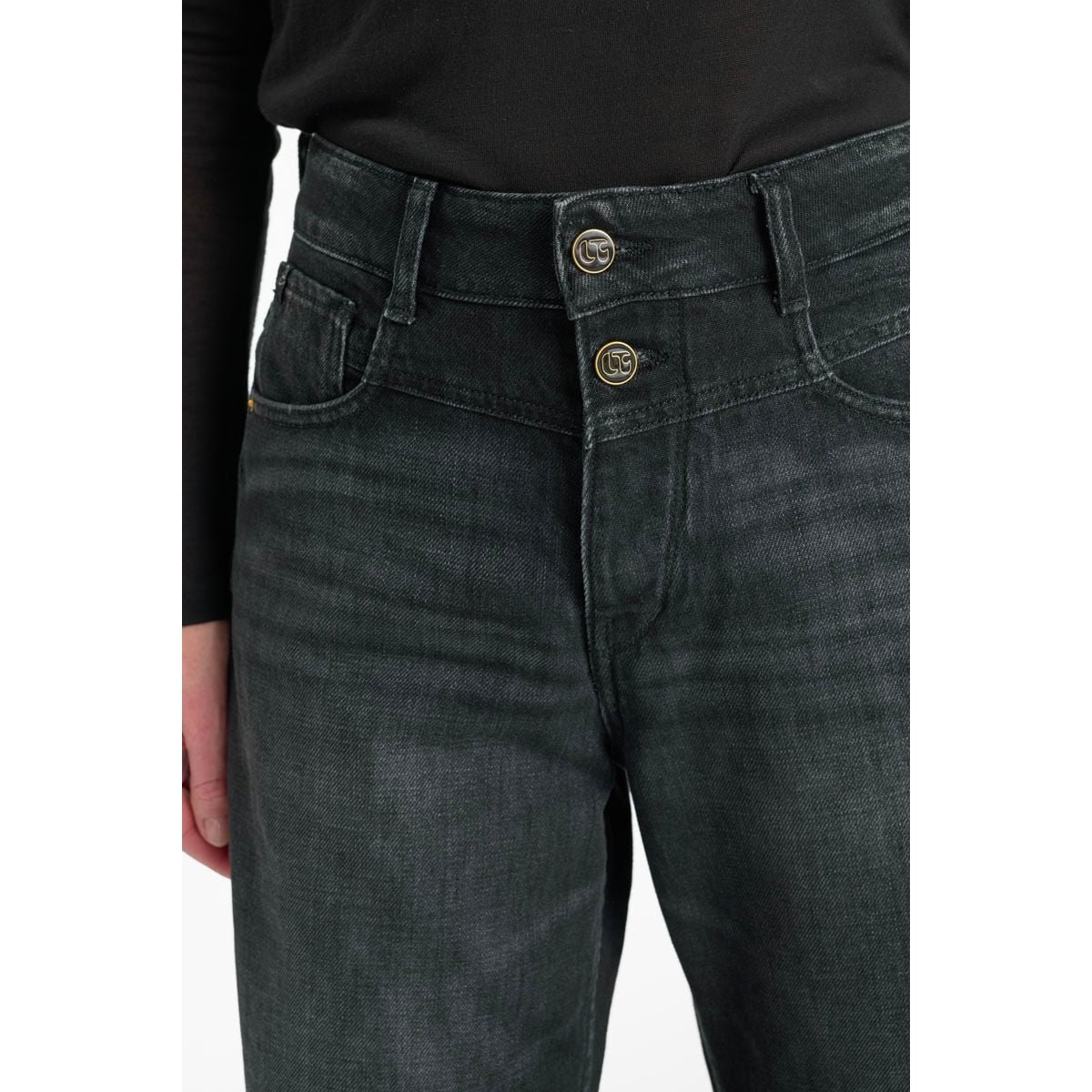 Jeans loose, large balloon , longueur 34 black / black, LE TEMPS DES CERISES