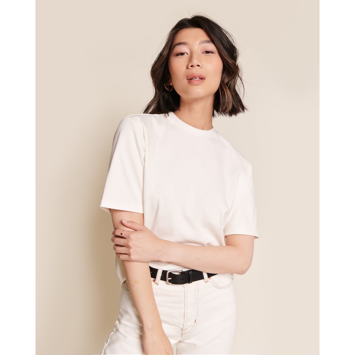 T-shirt en coton bio, ESSENTIELS blanc - ivoire, EMOI EMOI