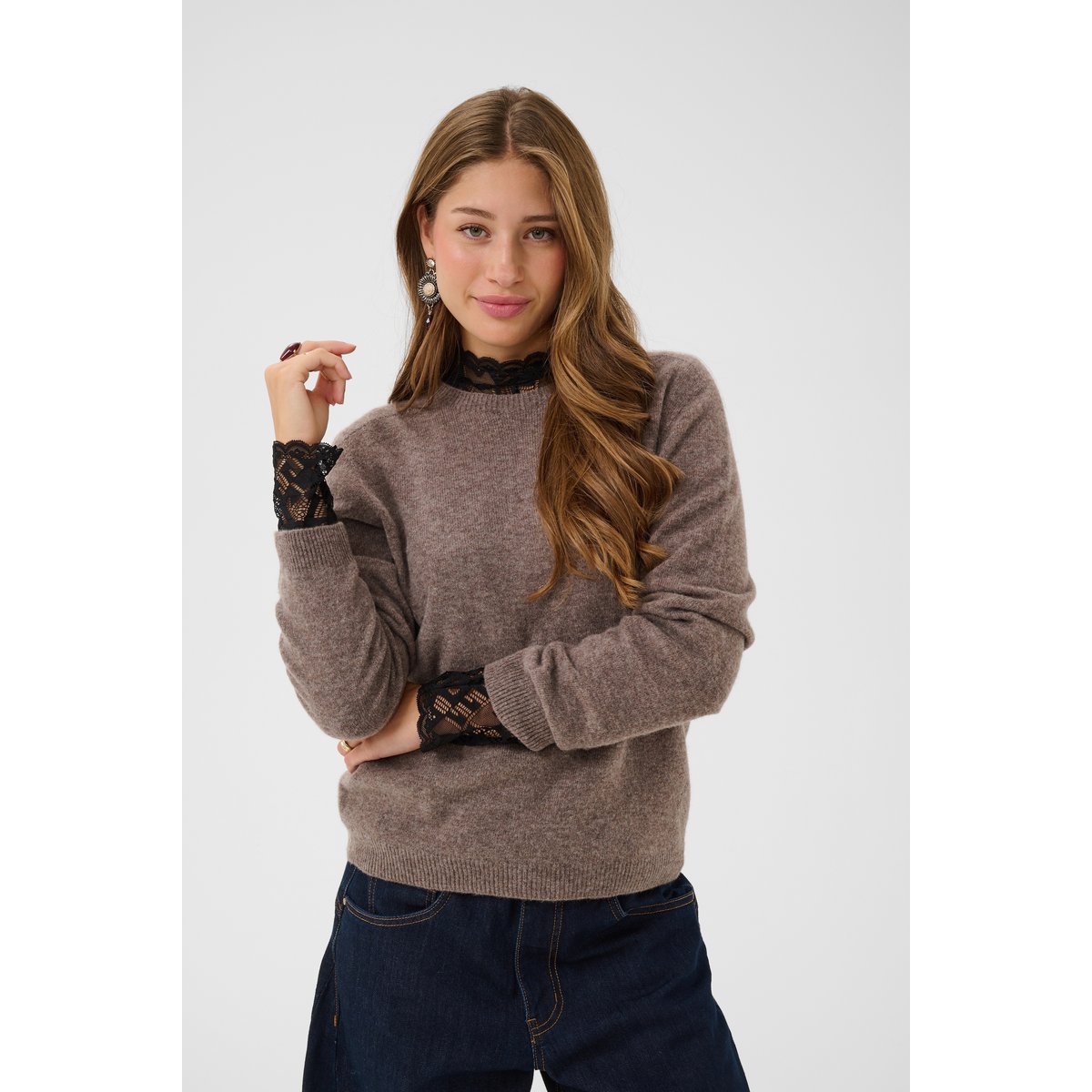 Long sleeved blouse noir pitch black, CREAM