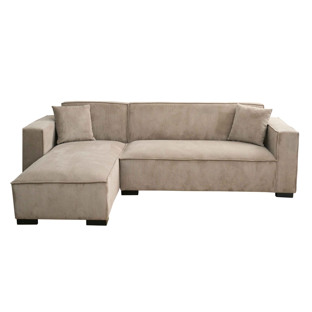 Canapé d'angle avec méridienne gauche en tissu 3 places, ALPHY taupe, OVIALA