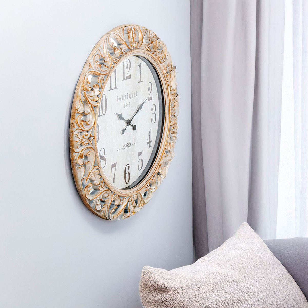 Grande horloge murale dorée 68x68x6.5cm doré, WADIGA