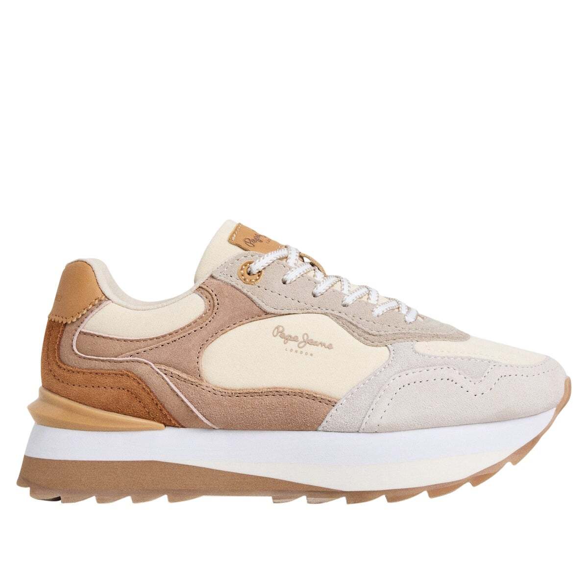 Ball - Baskets En Cuir Avec Clous blanche bougie, PEPE JEANS
