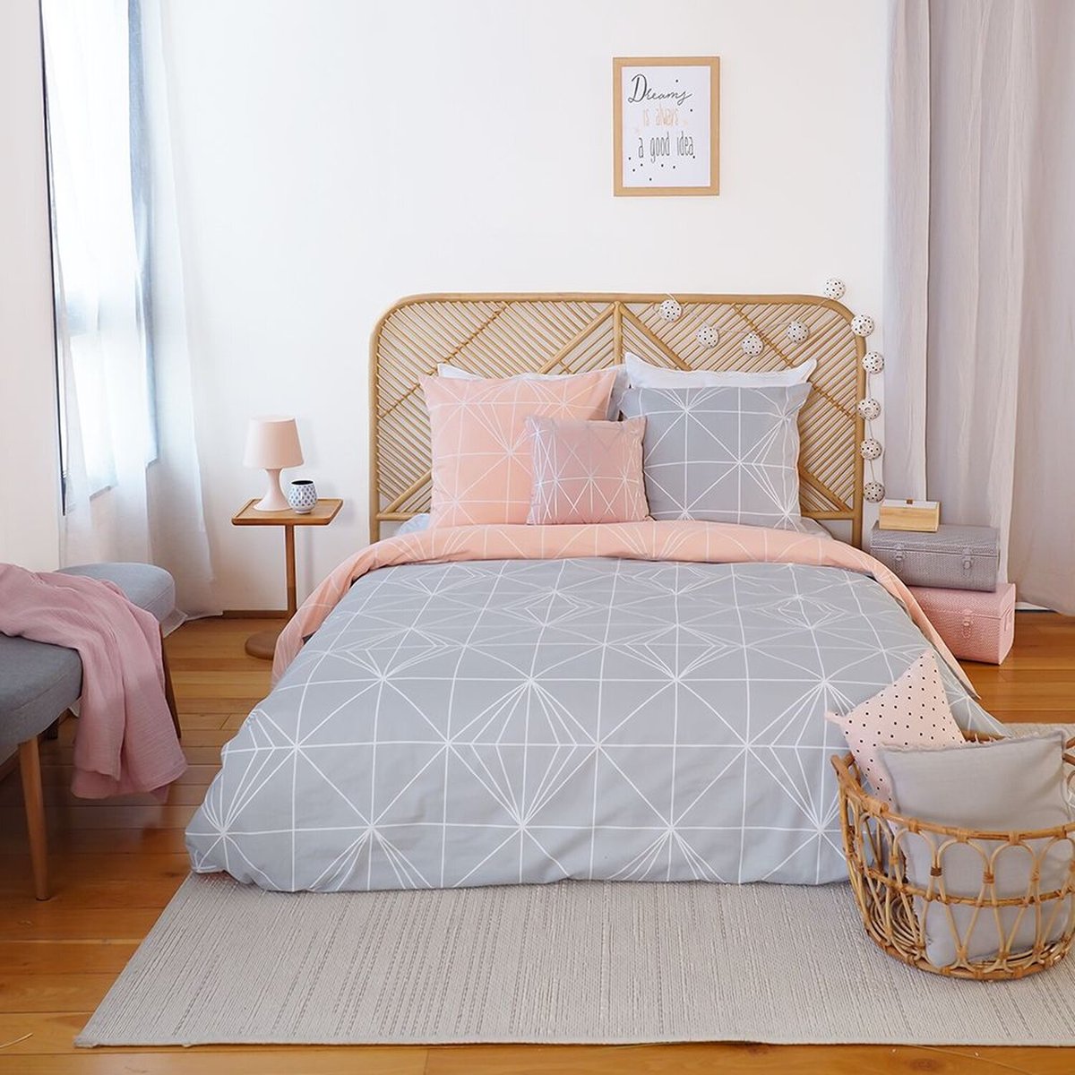 Parure housse de couette coton, Shyne gris, C DESIGN HOME TEXTILE