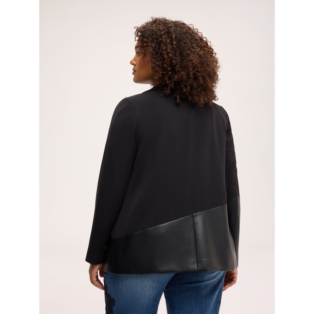 Blazer avec inserts enduits noir, FIORELLA RUBINO