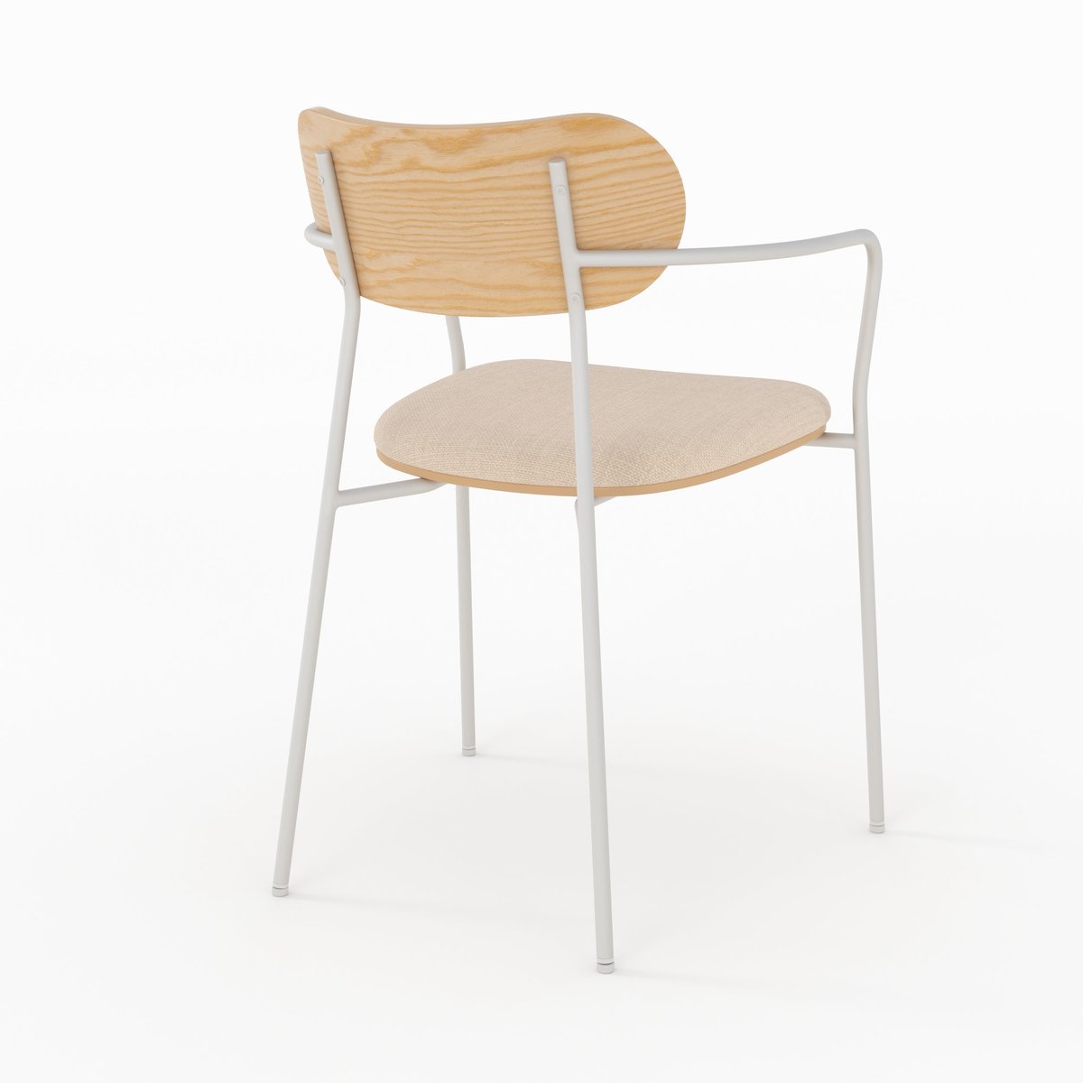 Lot de 2 chaises en tissu et placage en bois - MARINE beige, MAISON PAVANE