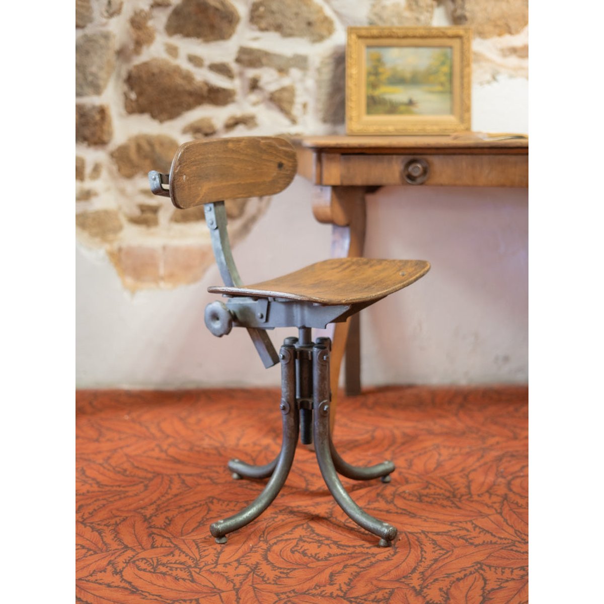 Chaise d'atelier en bois Alma N°795 - Bon état bois, DEBONGOUT