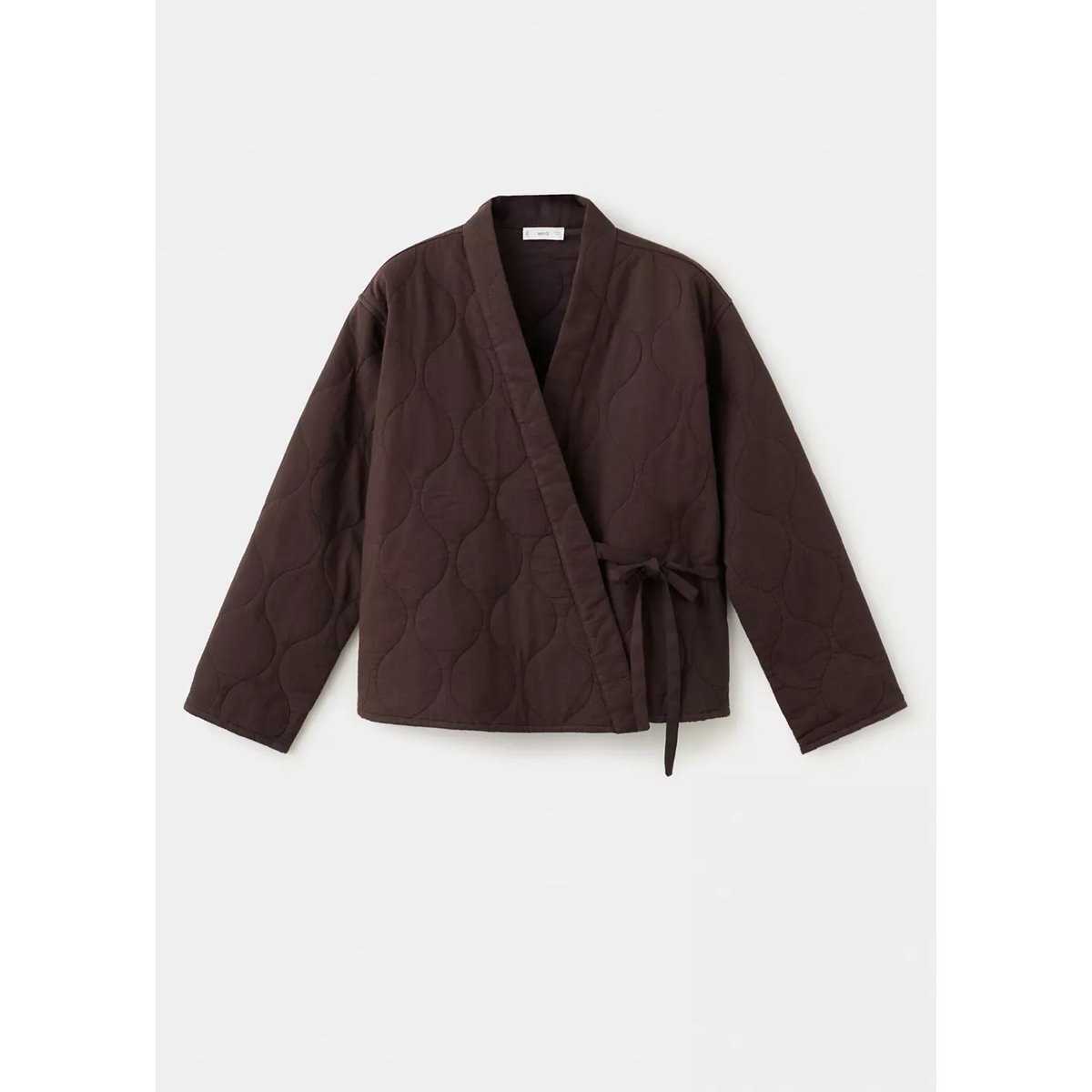 Kimono matelassé avec nœud marron, MANGO TEEN