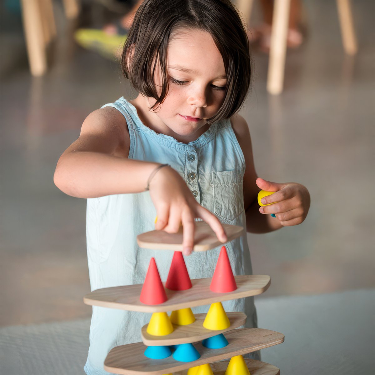 Jeu de construction et d'équilibre en bois PIKS 24 pièces PIKS & STIX jaune, OPPI
