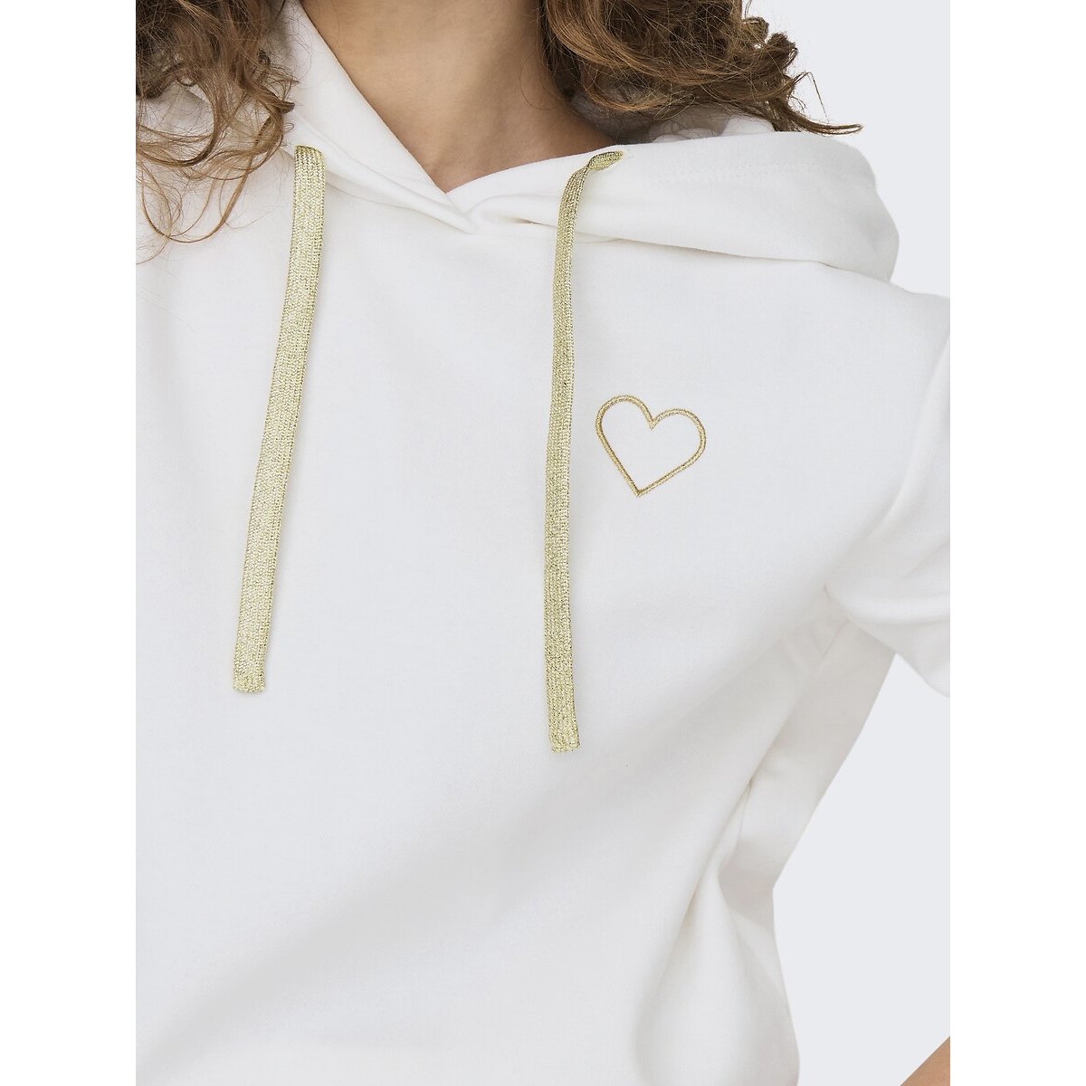 Sweat à capuche, motif cœur blanc, ONLY