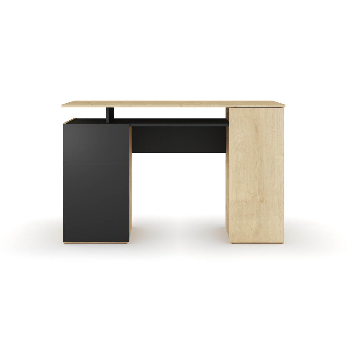 Bureau avec rangement KARL noir et chêne, AKITEN RETAIL