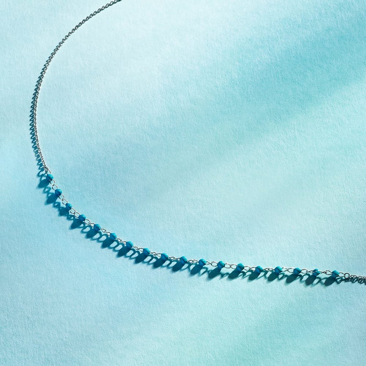 Collier en acier, cristaux, SILVER argent, bleu, LA PETITE STORY