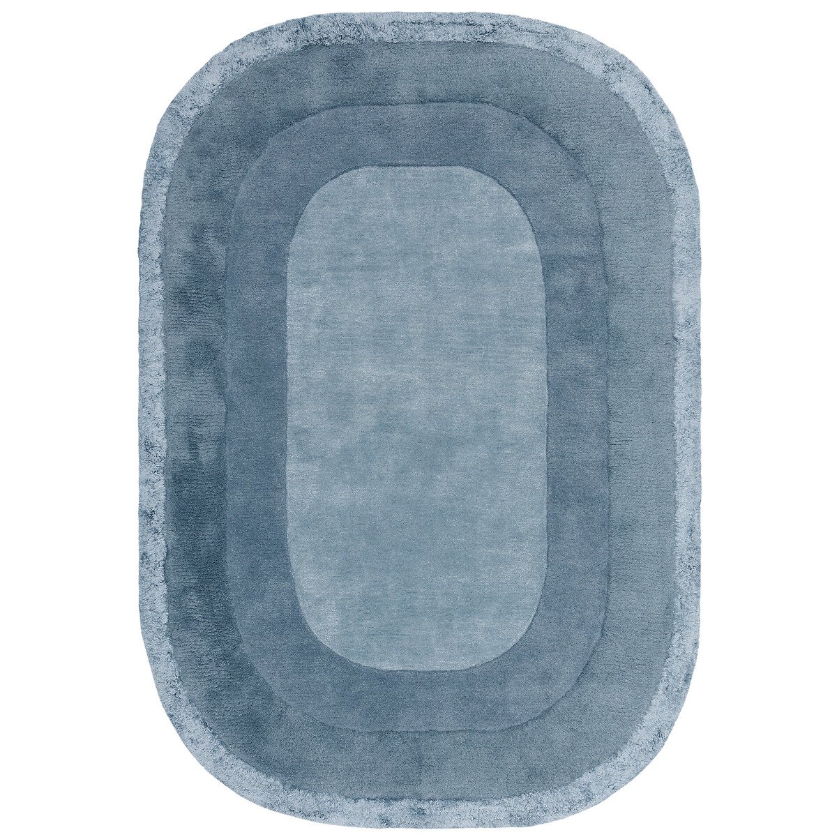 Tonal Border Oval Shaped Rug blue, ÉDITÉ