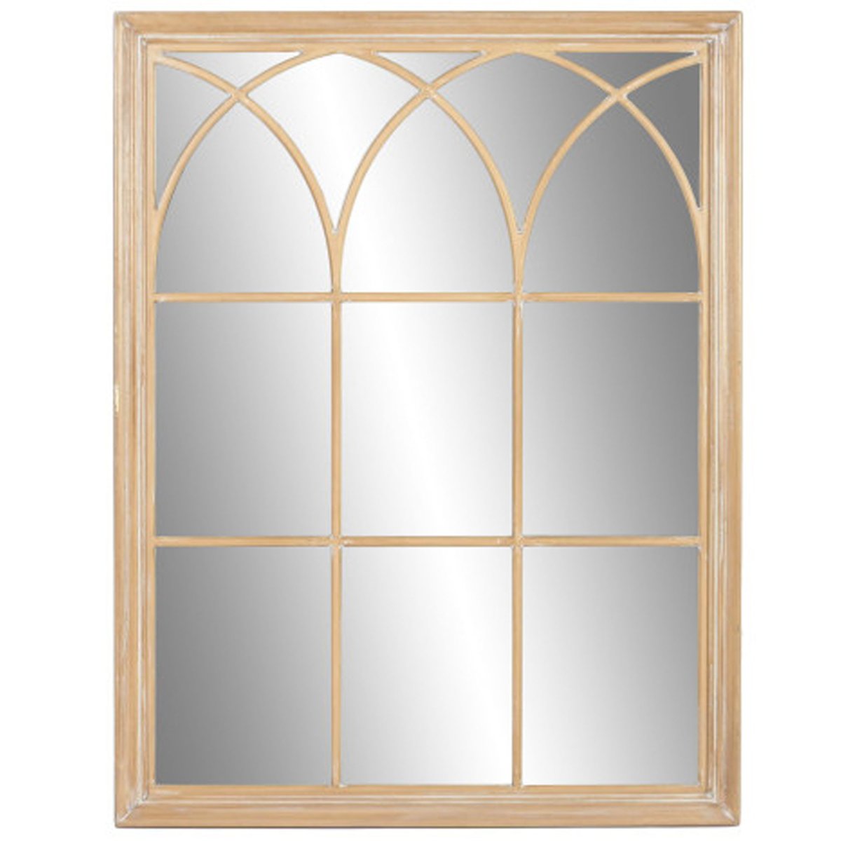 Grand miroir classique bois de paulownia et blanc cérusé 97x4x127cm bois, WADIGA