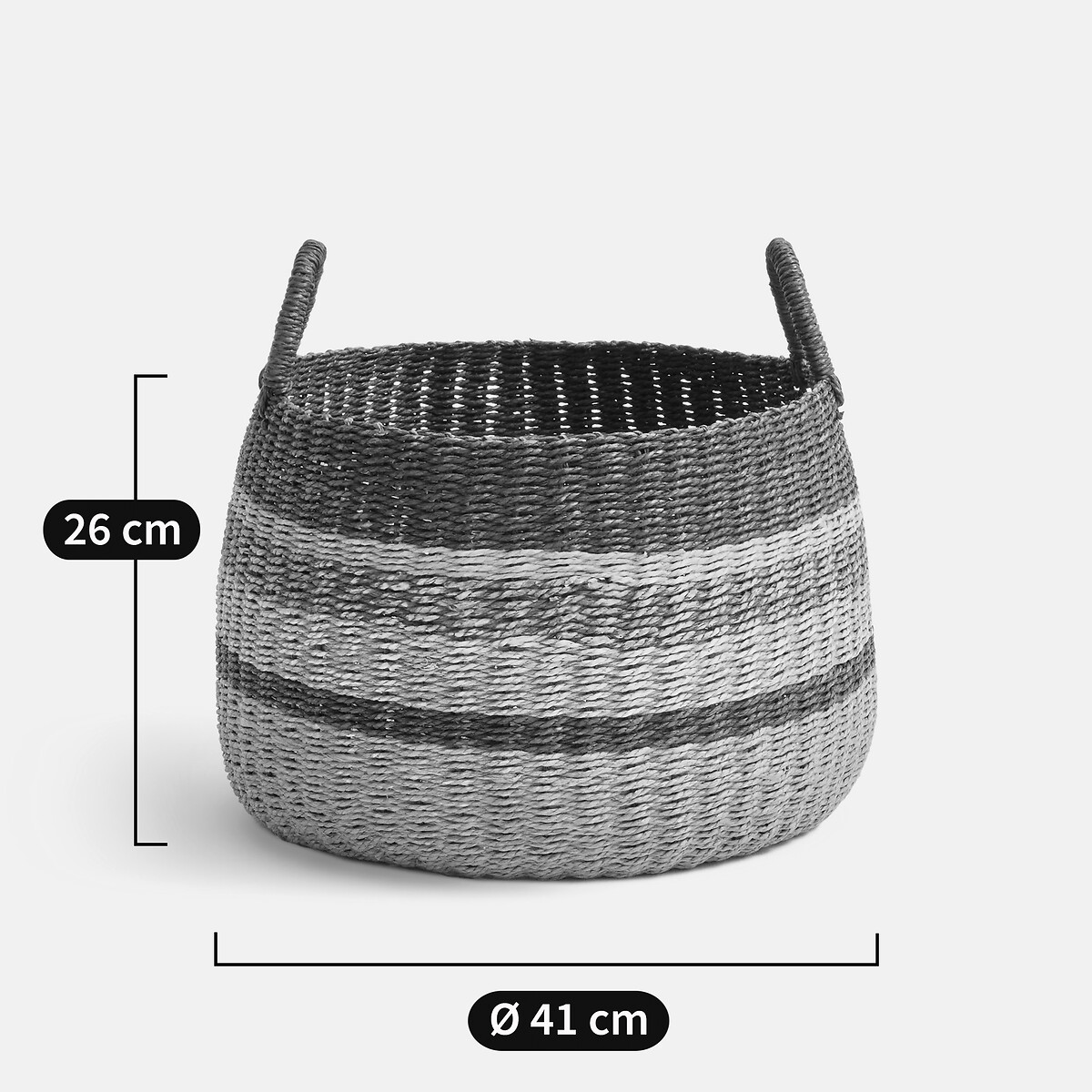 Cesta de almacenaje con forma de bola, de cuerda de papel, VAYA gris + azul + negro, LA REDOUTE INTERIEURS