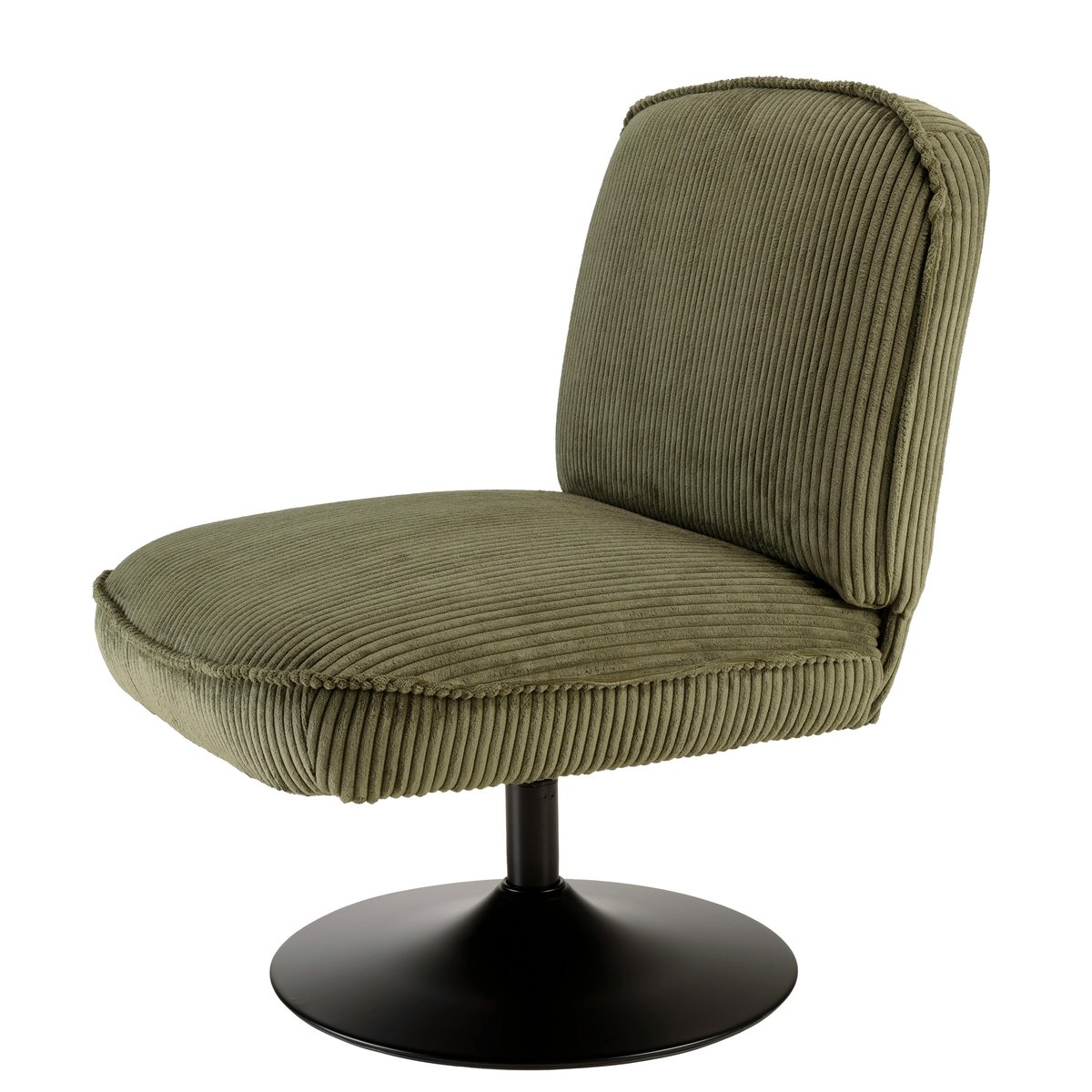 Fauteuil pivotant en tissu velours côtelé vert CASTILLE vert, PIER IMPORT