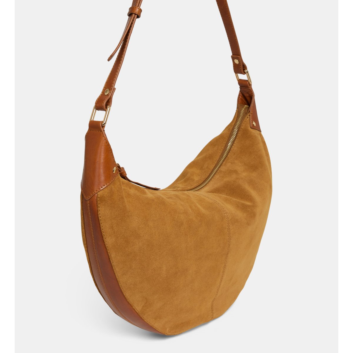 Sac à main hobo roby cuir et daim camel marron, GALERIES LAFAYETTE