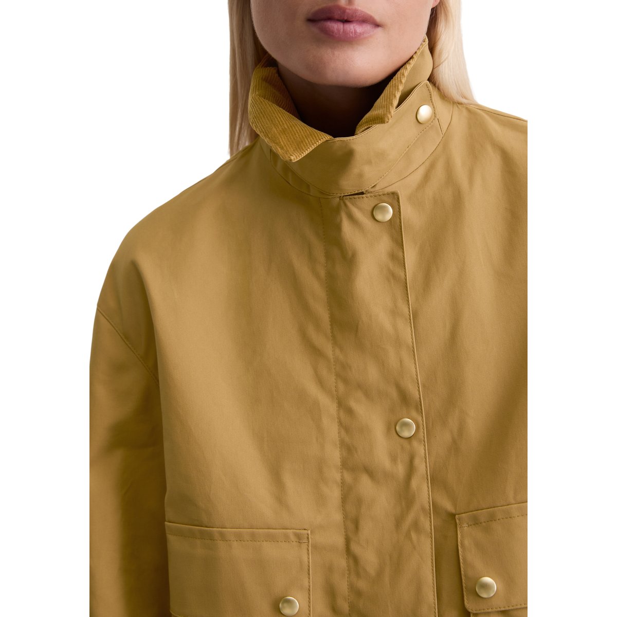 Barnjacket regular A-Shape en coton ciré beige, MARC O'POLO