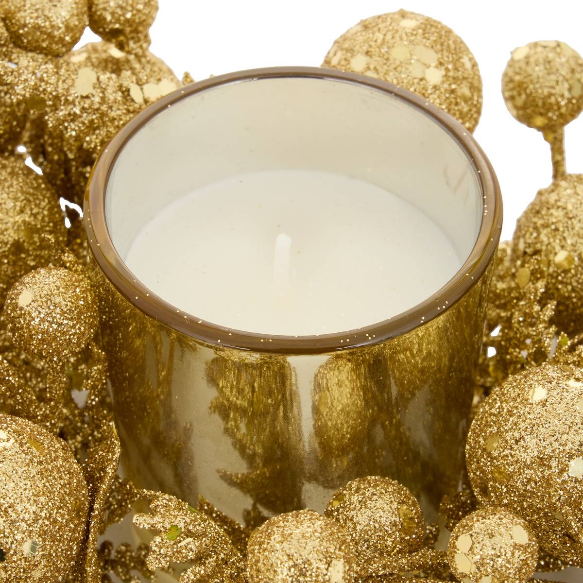 Lot de 3 bougies parfumées centre de table doré 45 g dore, FEERIC LIGHTS & CHRISTMAS