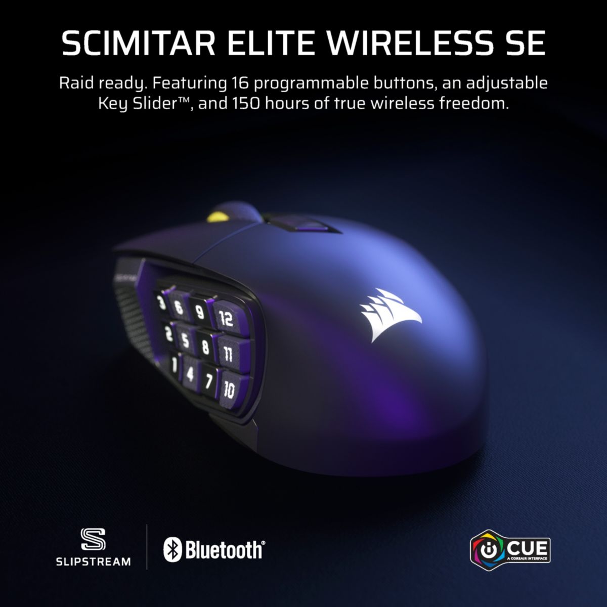 Souris Gamer Sans Fil SCIMITAR ELITE WL SE GUN METAL couleur unique, CORSAIR