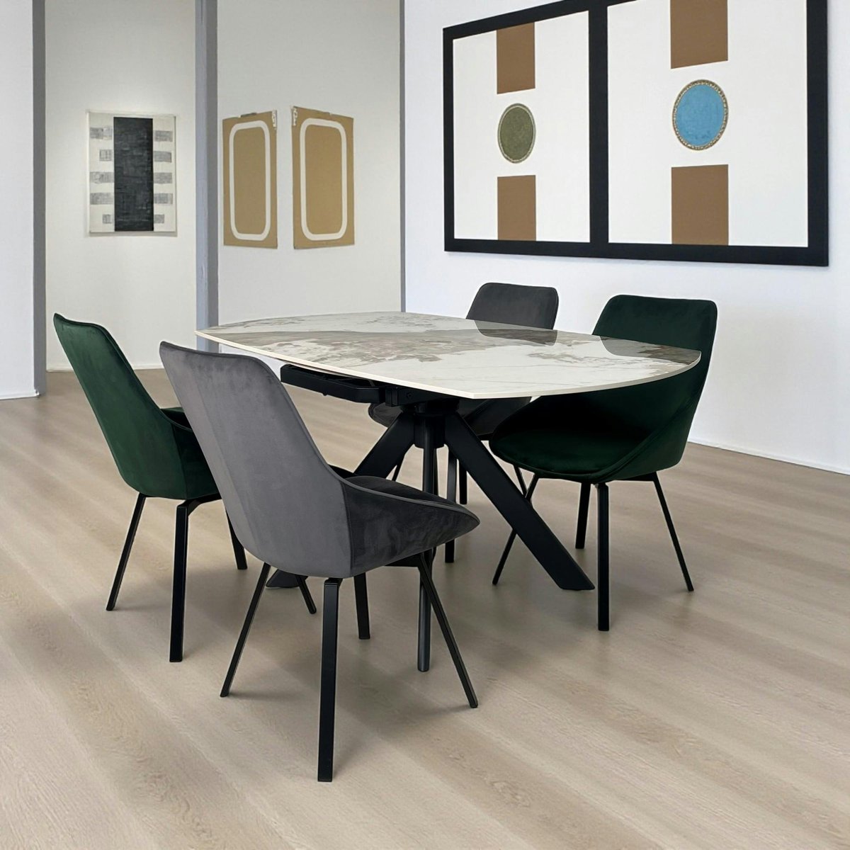 Table céramique extensible - pied central 150 cm LOMBARDIE blanc, PIER IMPORT