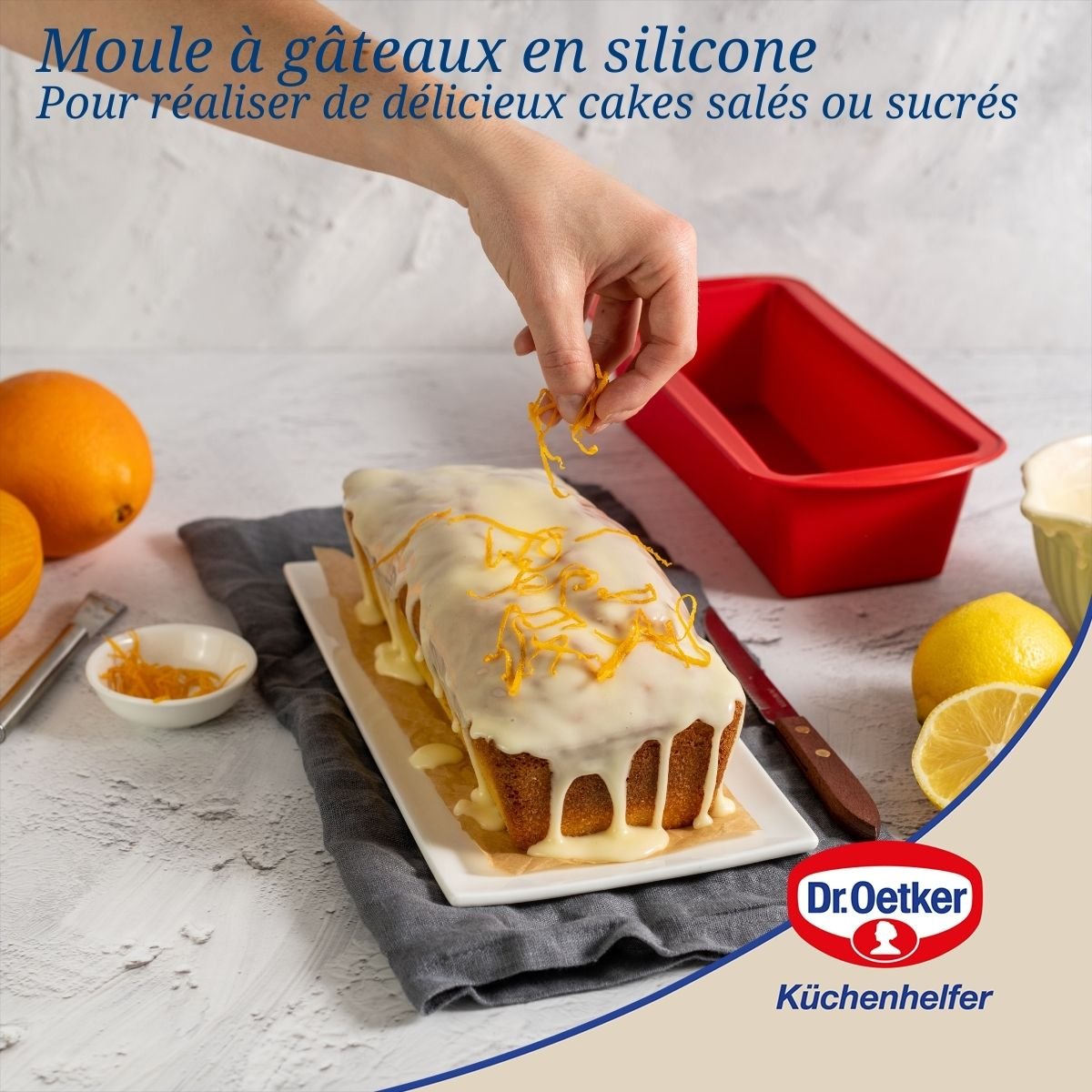 Moule à cakes FLEXXIBEL LOVE rouge, DR OETKER