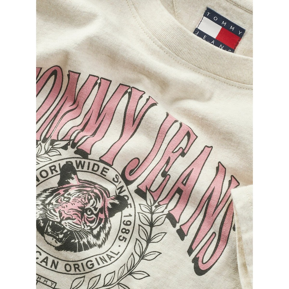 Printed Short Sleeve T-Shirt beige, TOMMY JEANS