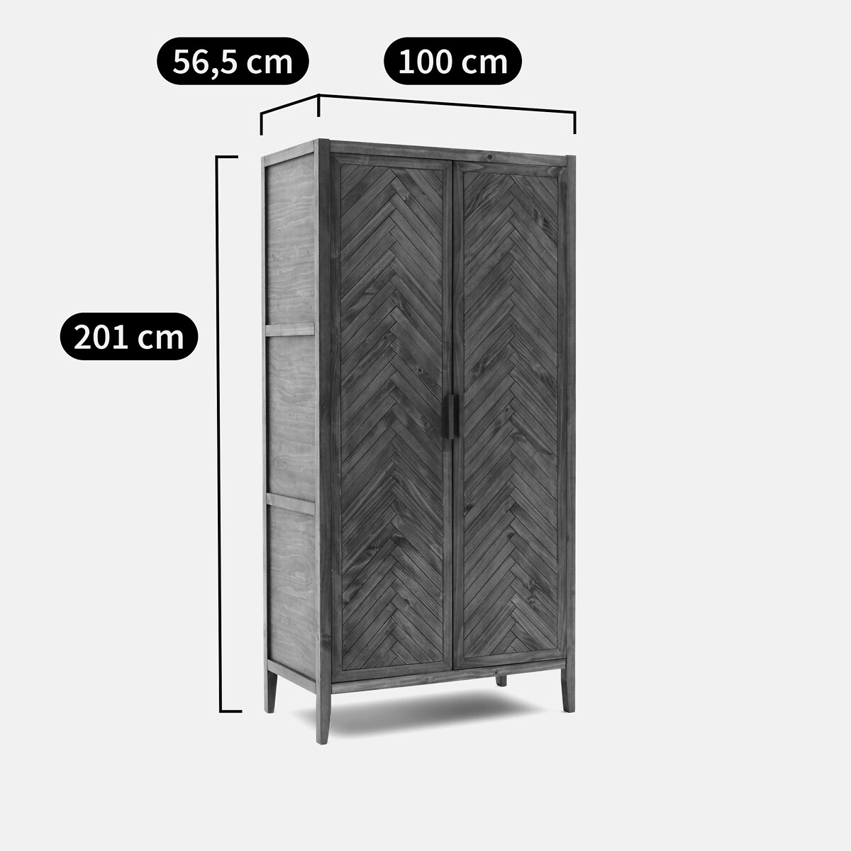 Armoire 2 portes en pin massif NOTTINGHAM bois foncé, LA REDOUTE INTERIEURS
