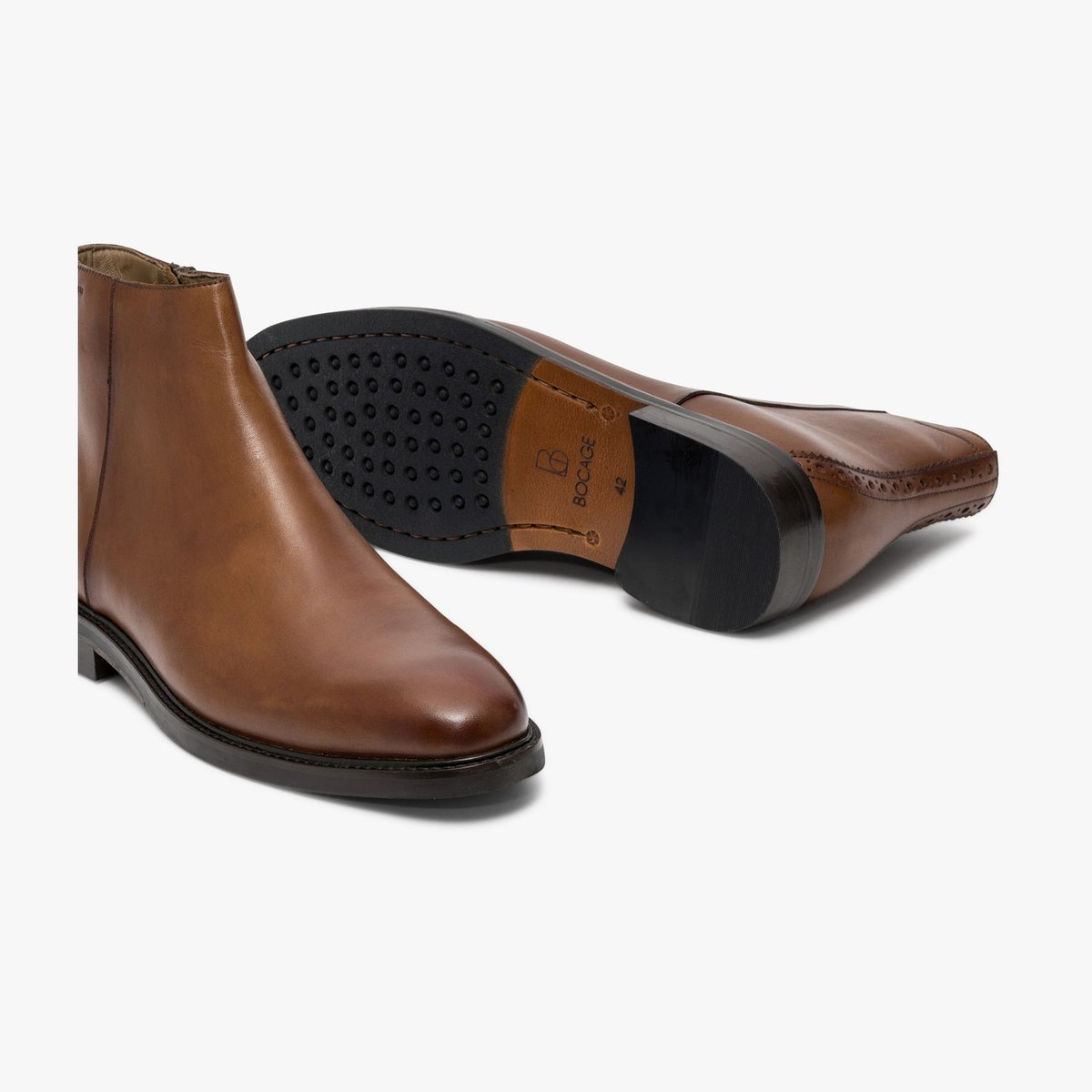 Boots en cuir MONTAGUE cognac, BOCAGE