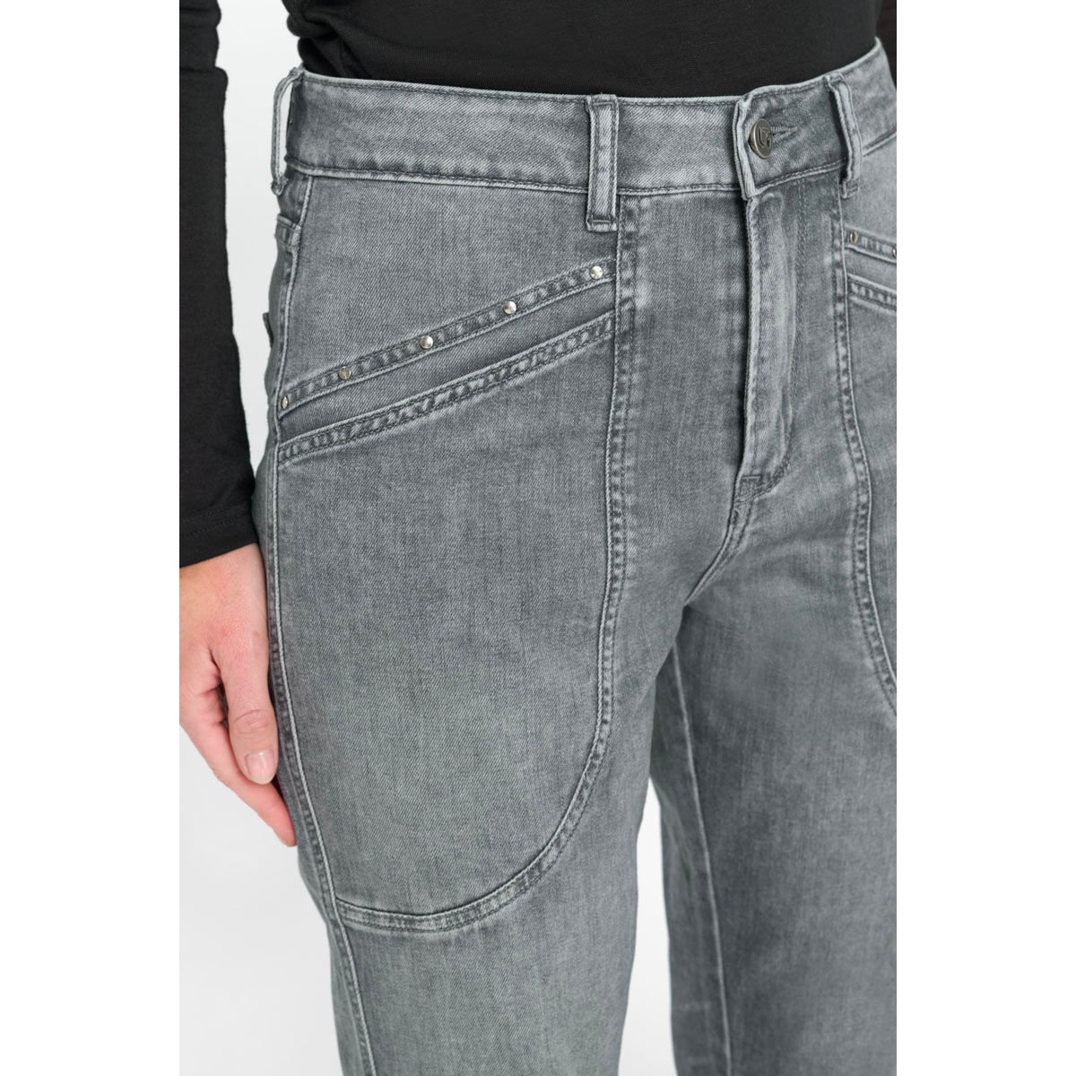 Jeans loose, large 400/60 girlfriend , 7/8ème grey, LE TEMPS DES CERISES