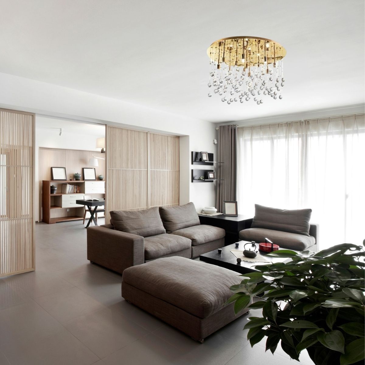 Plafonnier    MOONLIGHT or dorée, IDEAL LUX