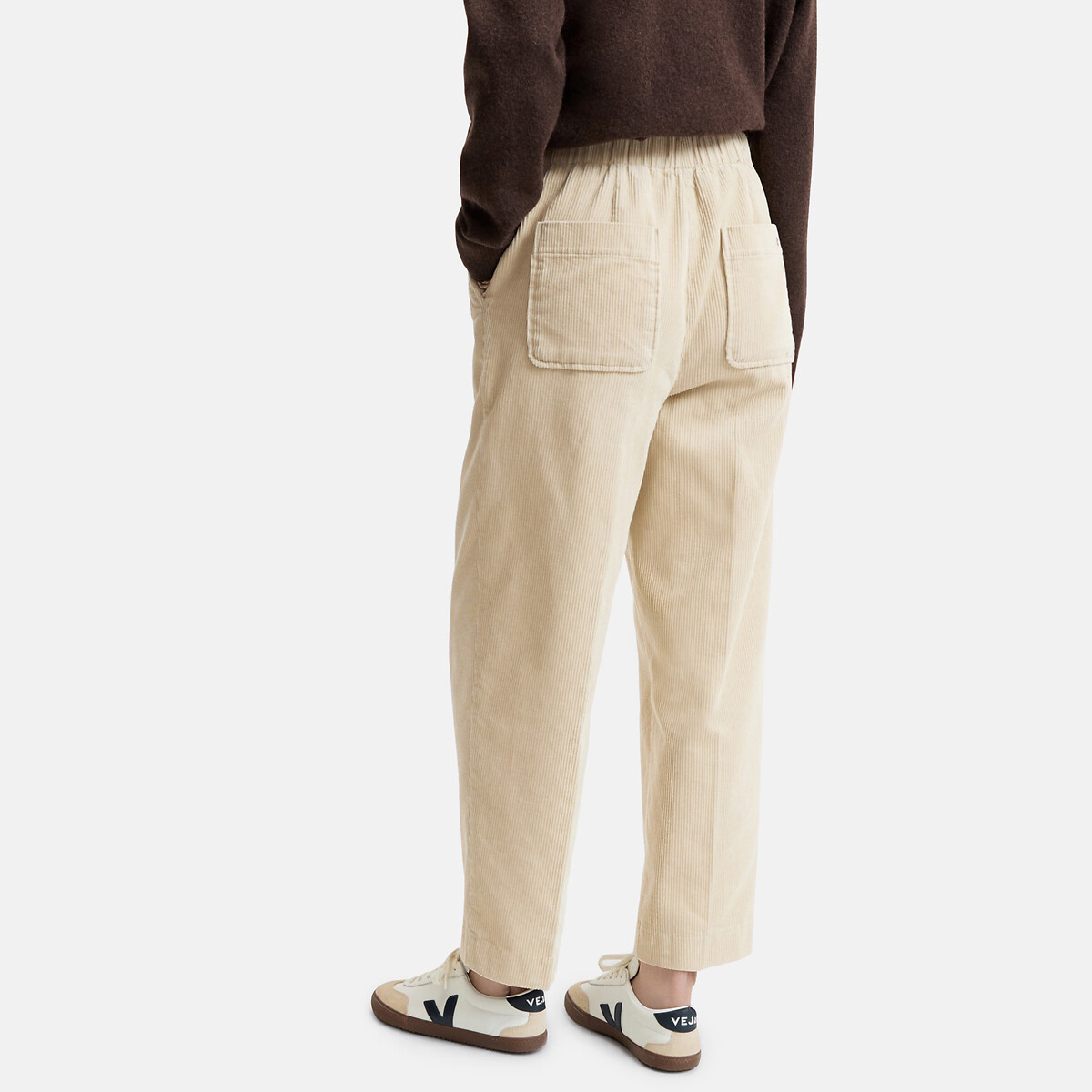 Pantalones de corte carrot de terciopelo marfil, LA REDOUTE COLLECTIONS